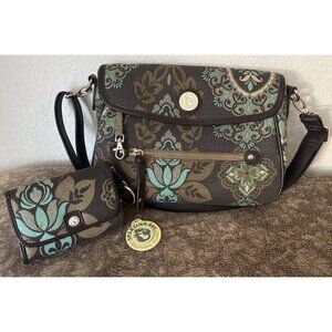 Spartina 449 Bag & Wallet  Daufuskie Island , linen/leather 8”H x 12”w-NICE!